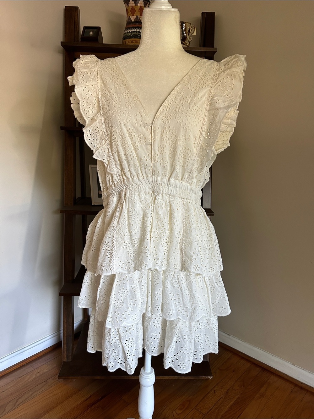 White Eyelet Ruffle Tiered Summer Dress